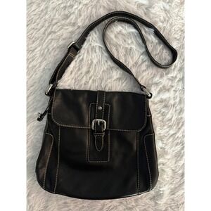 Fossil black leather crossbody bag